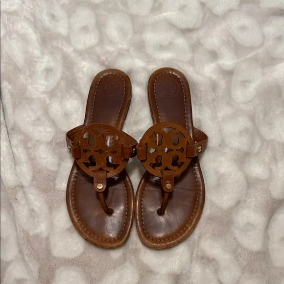 Tory Burch Brown Leather Sandals - Picture 1 of 6